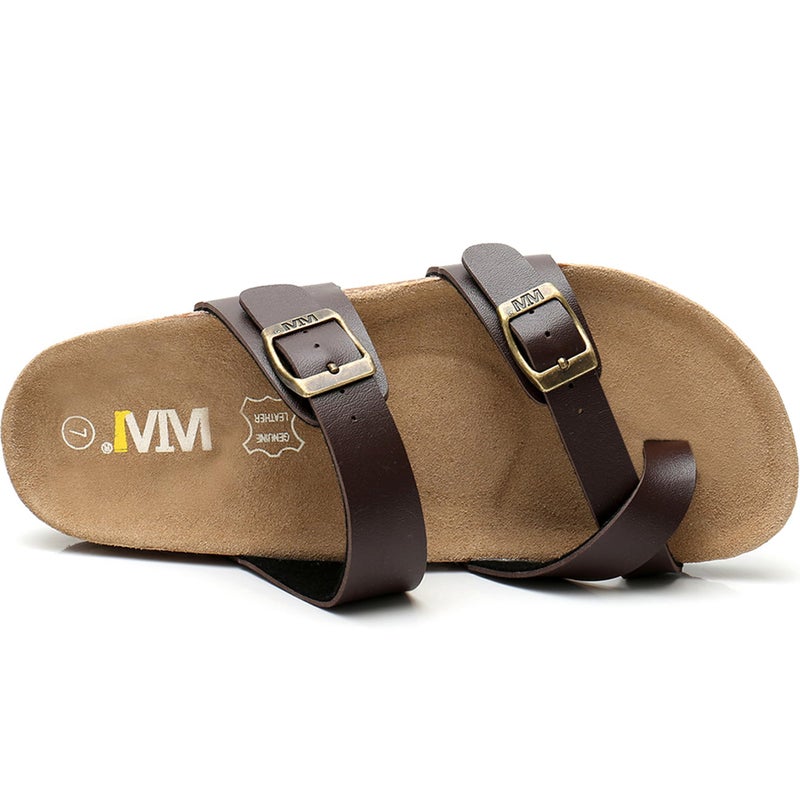 WTW Men's Cork Footbed Sandals Slip on Beach Slide Slipper Shoes with Adjustable Metal Buckle Strap for Men Causal Style - Image 3